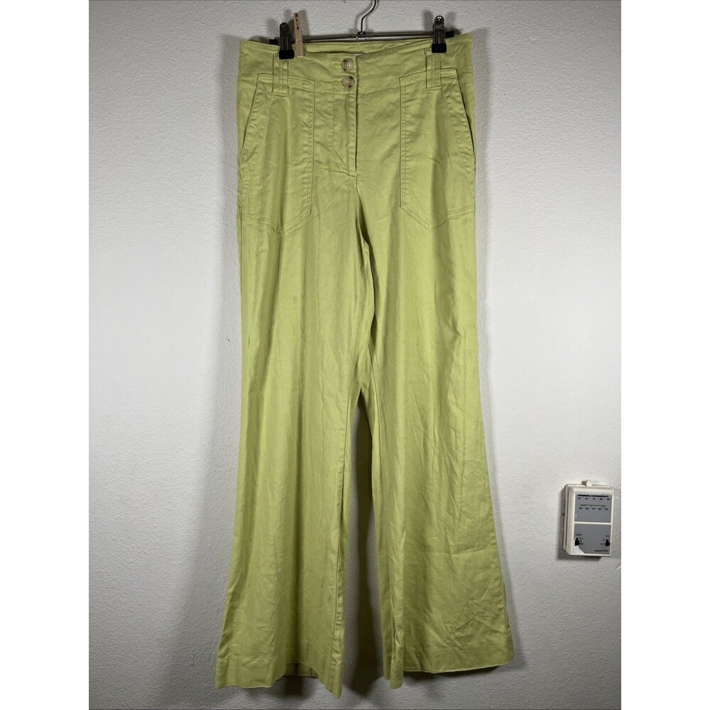 Maeve Anthropologie Naomi Linen Blend High Rise Wide Leg Pleated Pants SZ 6
